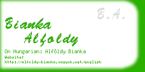 bianka alfoldy business card